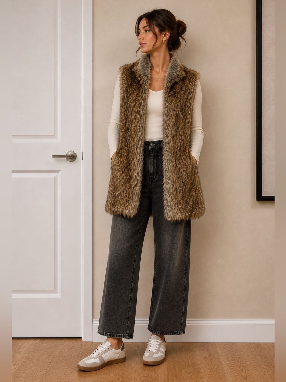 Romeo & Juliet Couture Fancy Fur Vest Size Medium